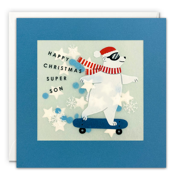 Son Polar Bear Christmas Card with Paper Confetti - Paper Shakies by James Ellis