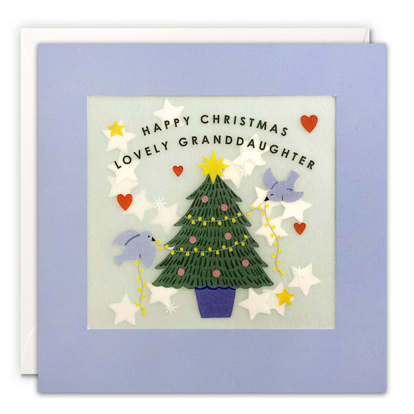 Granddaughter Tree Christmas Card with Paper Confetti - Paper Shakies by James Ellis