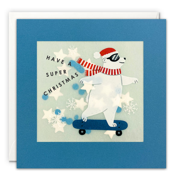 Polar Bear Christmas Card with Paper Confetti - Paper Shakies by James Ellis